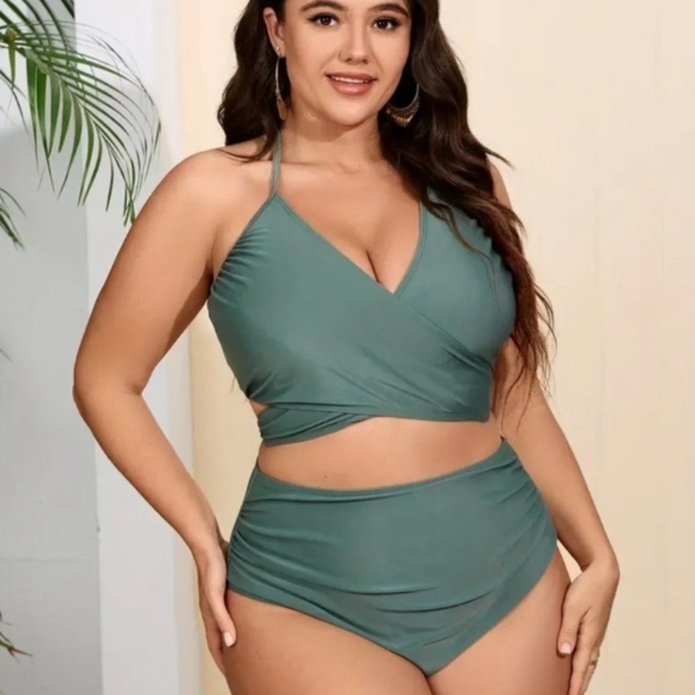 Bikini Set NWT Army Green Back Knot -1X